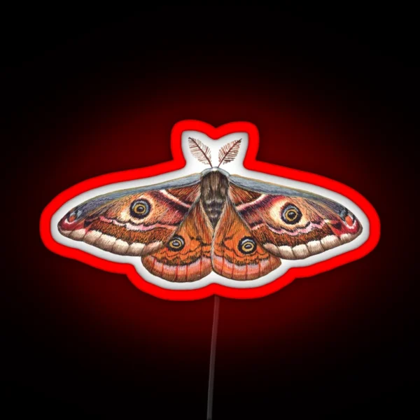 Small Emperor Moth Saturnia Pavonia RGB Neon Sign