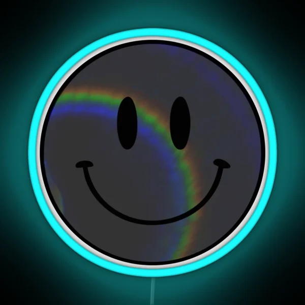 Smile Eclipse Rainbow Happy Face RGB Neon Sign