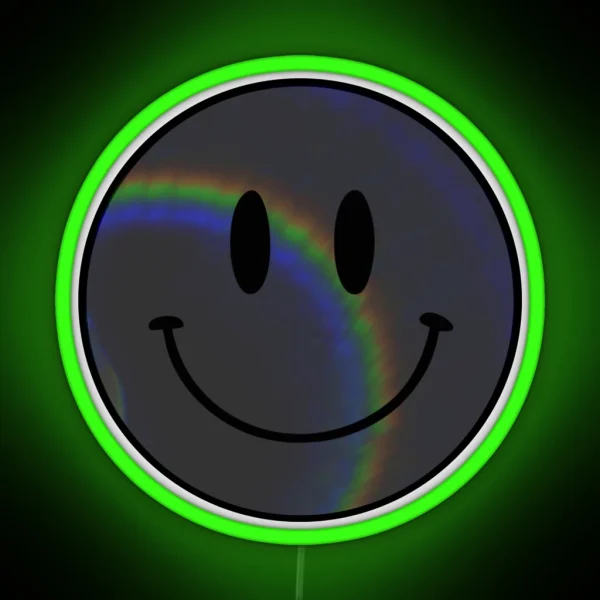 Smile Eclipse Rainbow Happy Face RGB Neon Sign