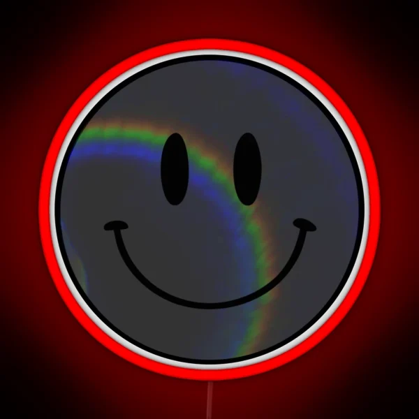 Smile Eclipse Rainbow Happy Face RGB Neon Sign