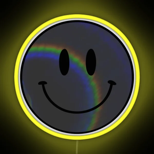 Smile Eclipse Rainbow Happy Face RGB Neon Sign