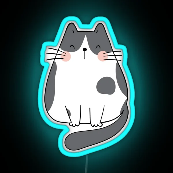 Smiley Sleepy Cat RGB Neon Sign