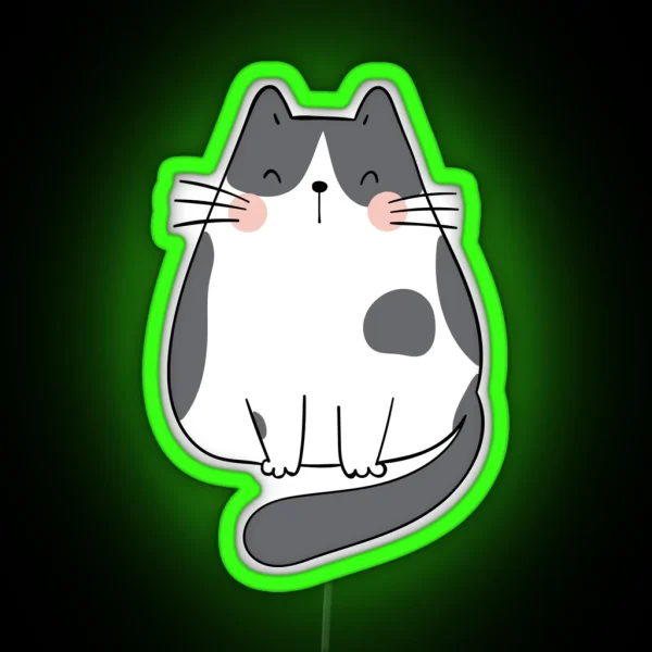Smiley Sleepy Cat RGB Neon Sign
