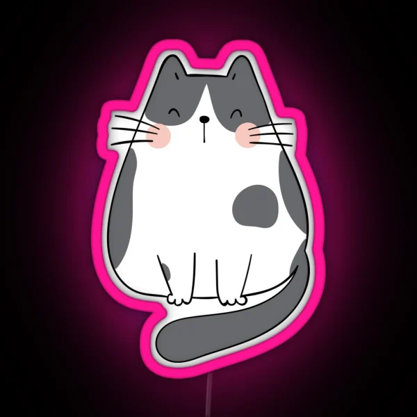 Smiley Sleepy Cat RGB Neon Sign