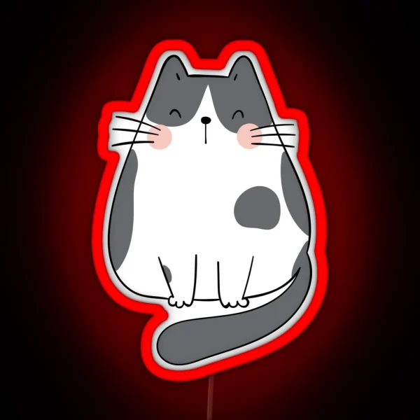 Smiley Sleepy Cat RGB Neon Sign