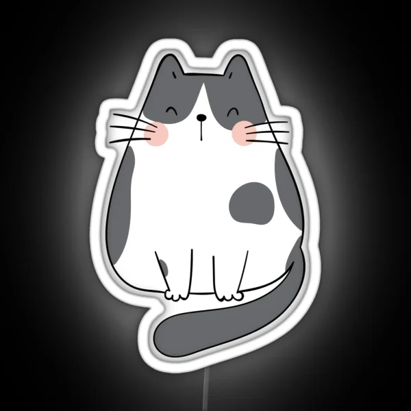 Smiley Sleepy Cat RGB Neon Sign