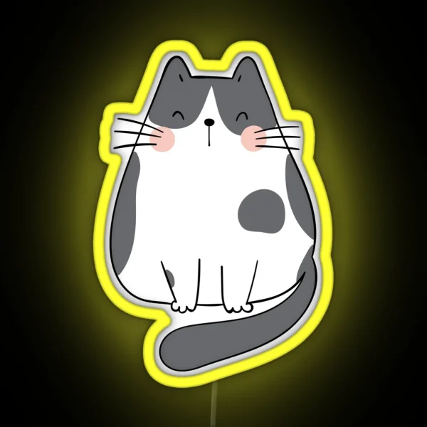 Smiley Sleepy Cat RGB Neon Sign