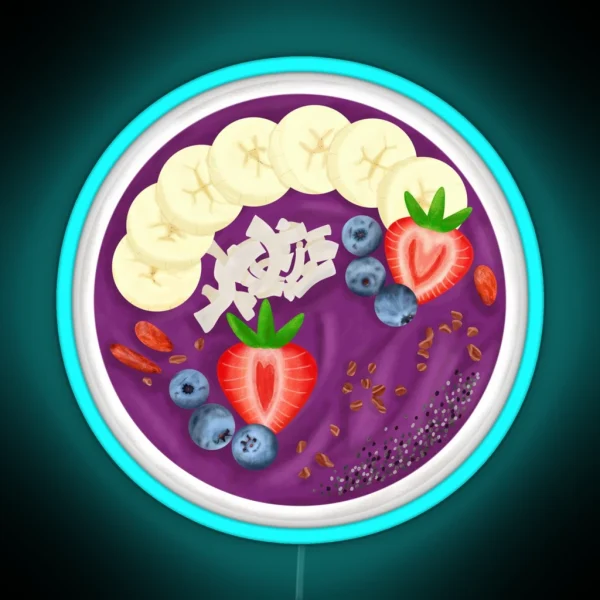 Smoothie Acai Fruit Bowl Purple RGB Neon Sign