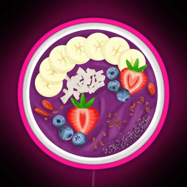 Smoothie Acai Fruit Bowl Purple RGB Neon Sign
