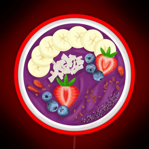 Smoothie Acai Fruit Bowl Purple RGB Neon Sign