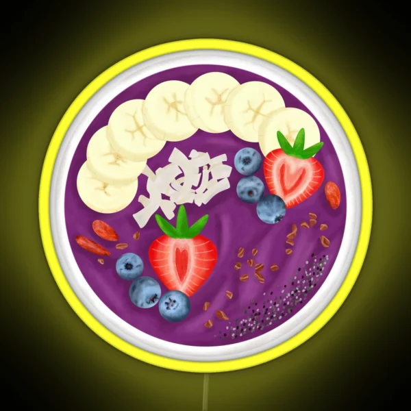 Smoothie Acai Fruit Bowl Purple RGB Neon Sign