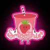 A vibrant neon sign reading 'Smoothie is My Valentine Sweetheart Gift'