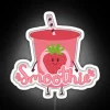 A vibrant, neon-lit sign reading 'Smoothie is my Valentine's sweet heart gift'