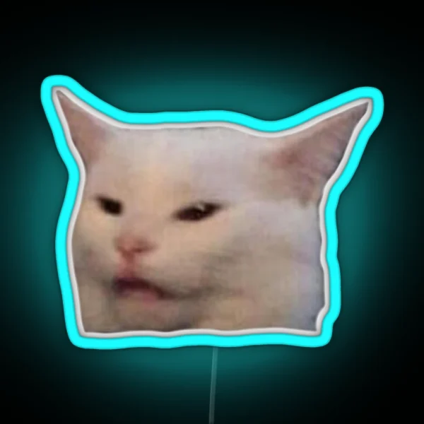 Smudge The Cat Meme Face RGB Neon Sign