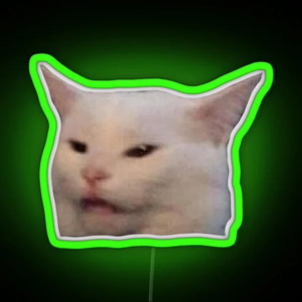 Smudge The Cat Meme Face RGB Neon Sign