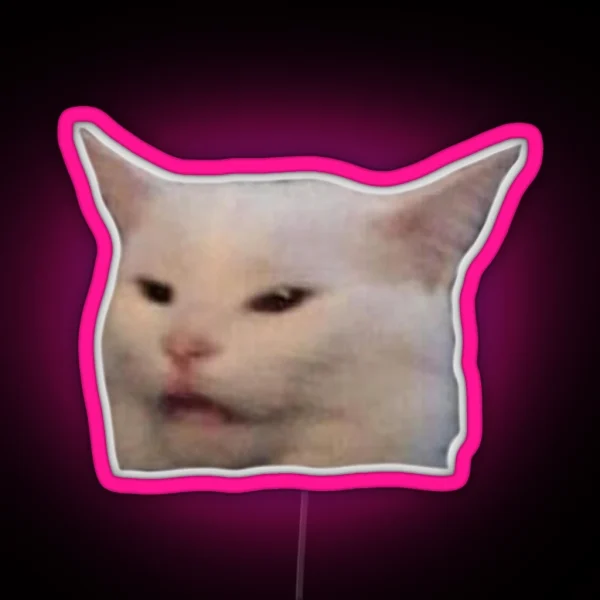 Smudge The Cat Meme Face RGB Neon Sign