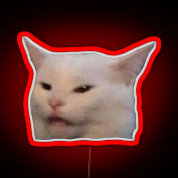 Smudge The Cat Meme Face RGB Neon Sign