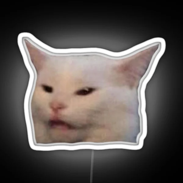 Smudge The Cat Meme Face RGB Neon Sign