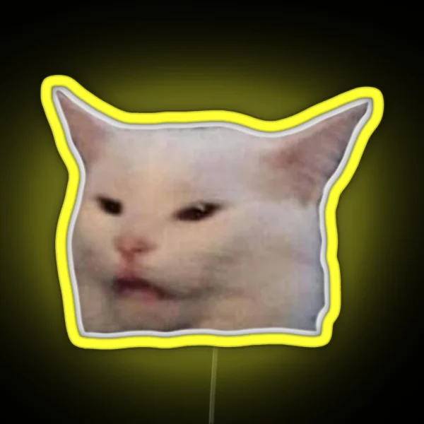 Smudge The Cat Meme Face RGB Neon Sign