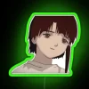 Neon sign with green letters reading "Smug Lain" in a futuristic font.