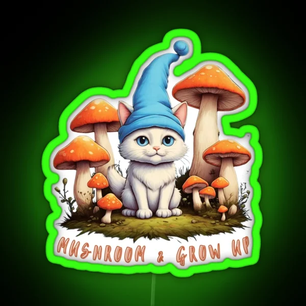Smurf Cat Eatimushroom And Grow Up Lovely Smurf Design RGB Neon Sign