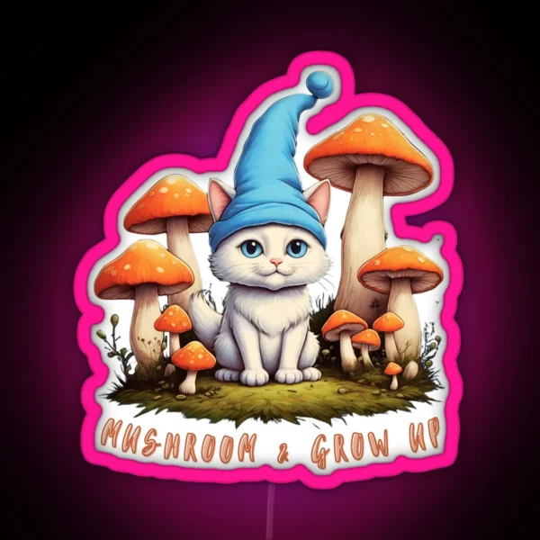 Smurf Cat Eatimushroom And Grow Up Lovely Smurf Design RGB Neon Sign