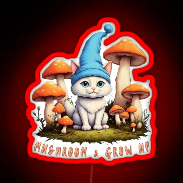 Smurf Cat Eatimushroom And Grow Up Lovely Smurf Design RGB Neon Sign