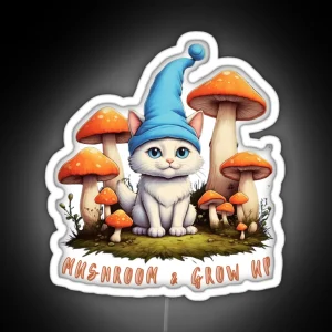 Smurf Cat Eatimushroom And Grow Up Lovely Smurf Design RGB Neon Sign