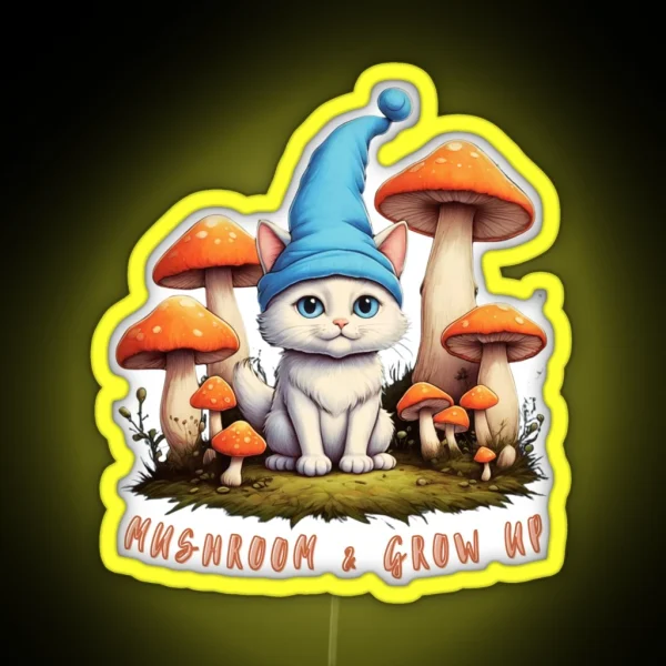Smurf Cat Eatimushroom And Grow Up Lovely Smurf Design RGB Neon Sign