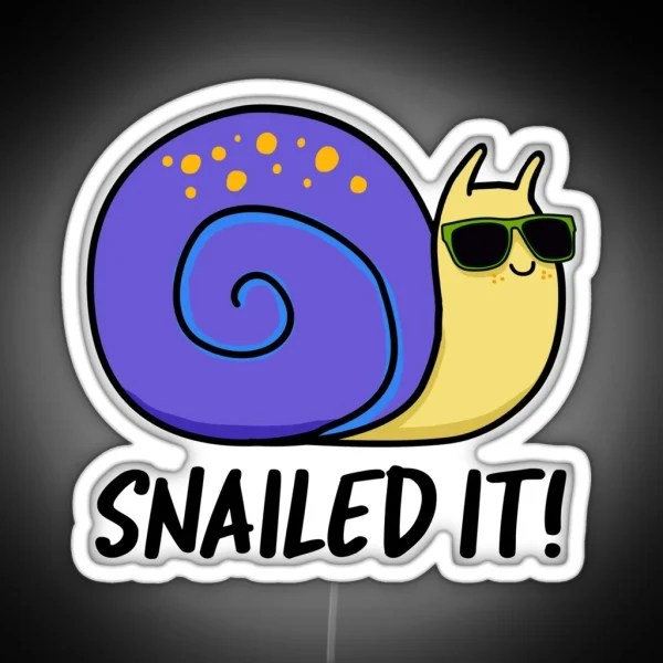 Snailed It Funny Snail Puns RGB Neon Sign