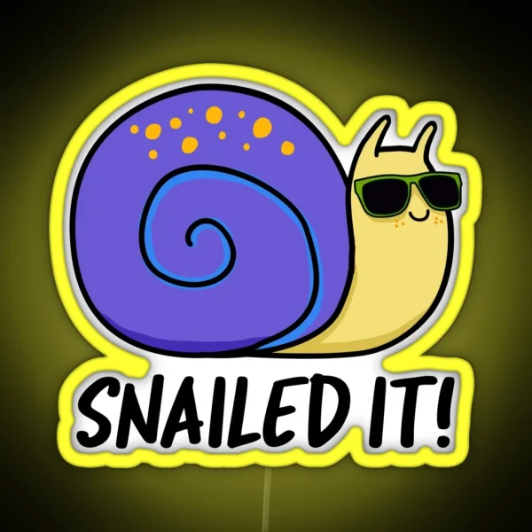 Snailed It Funny Snail Puns RGB Neon Sign