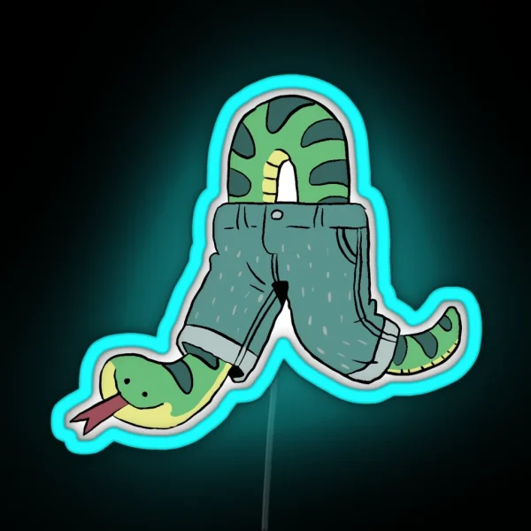 Snake Wearing Pants RGB Neon Sign