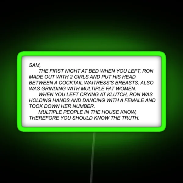 Snooki S Message To Sammi RGB Neon Sign