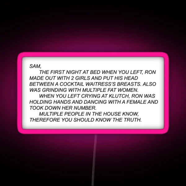 Snooki S Message To Sammi RGB Neon Sign