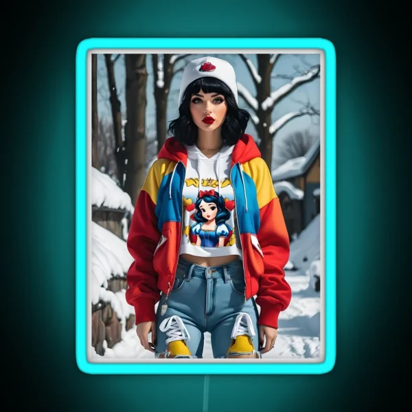 Snow White Wearing Street Wear RGB Neon Sign
