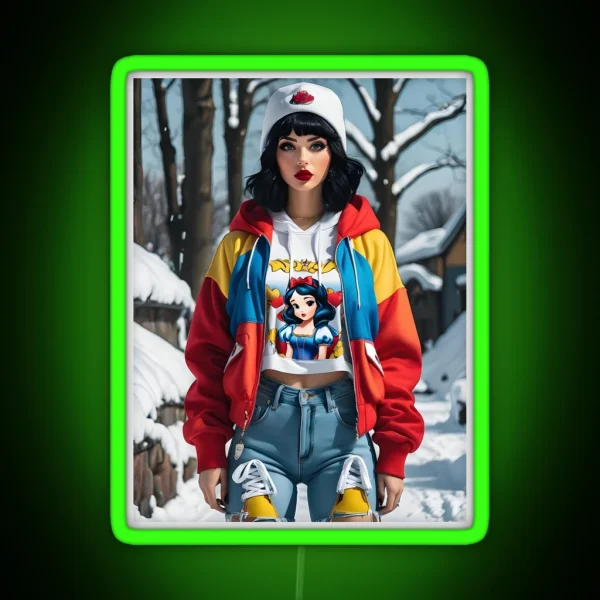 Snow White Wearing Street Wear RGB Neon Sign
