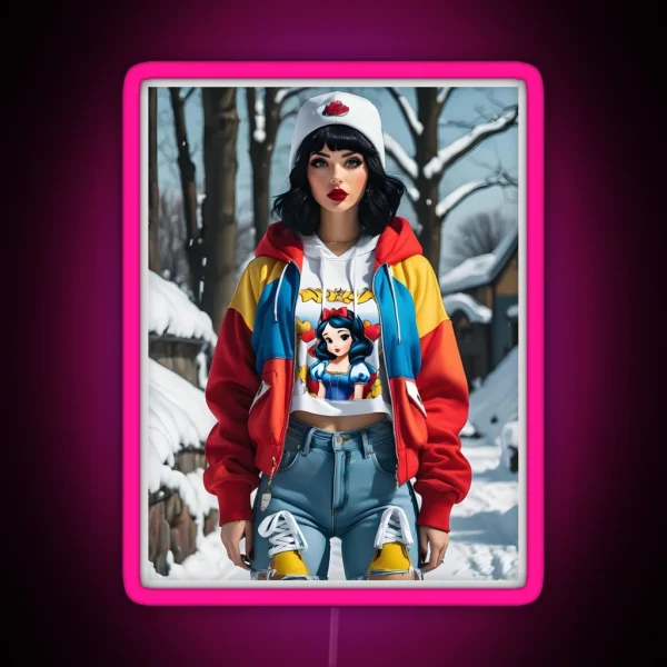 Snow White Wearing Street Wear RGB Neon Sign