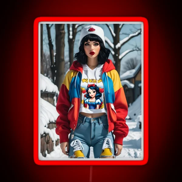 Snow White Wearing Street Wear RGB Neon Sign