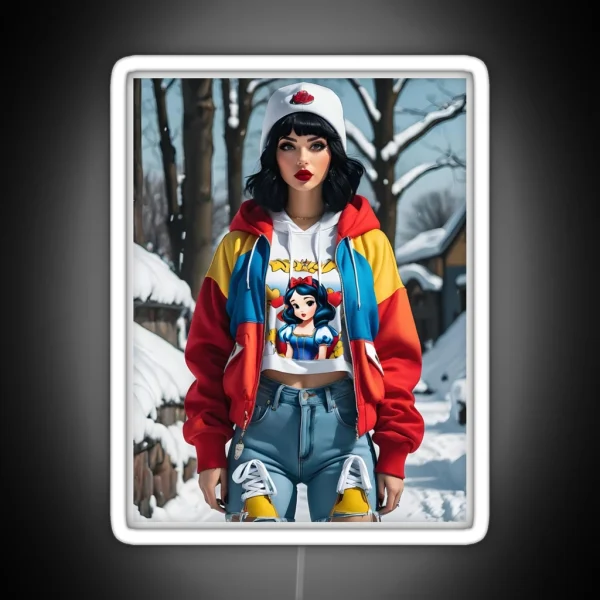 Snow White Wearing Street Wear RGB Neon Sign