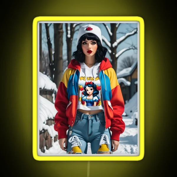 Snow White Wearing Street Wear RGB Neon Sign
