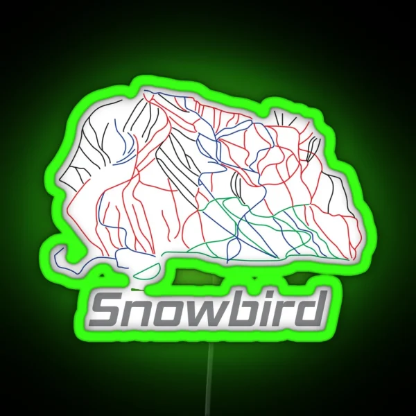 Snowbird Utah Ski Pist Map Winter Vacation Gift RGB Neon Sign