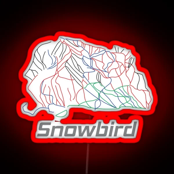 Snowbird Utah Ski Pist Map Winter Vacation Gift RGB Neon Sign