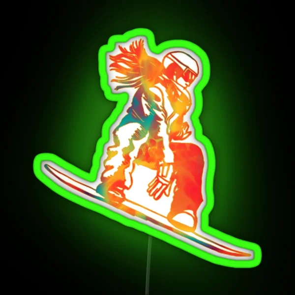 Snowboard Girl RGB Neon Sign