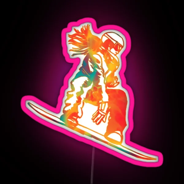 Snowboard Girl RGB Neon Sign