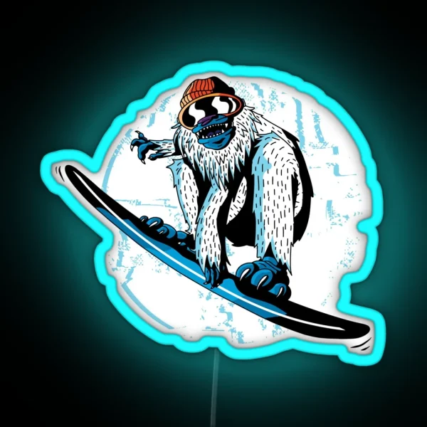 Snowboard Snowboarder Snow Monster RGB Neon Sign