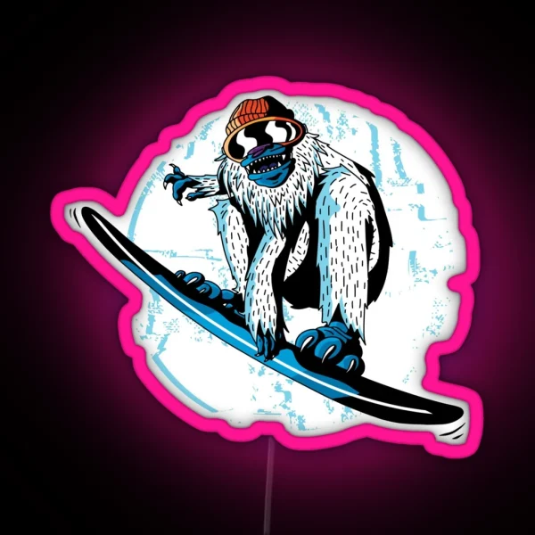 Snowboard Snowboarder Snow Monster RGB Neon Sign