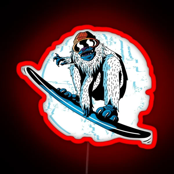 Snowboard Snowboarder Snow Monster RGB Neon Sign