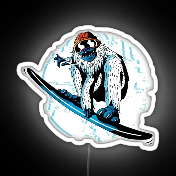 Snowboard Snowboarder Snow Monster RGB Neon Sign