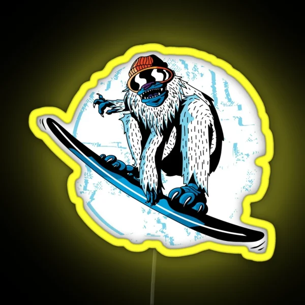 Snowboard Snowboarder Snow Monster RGB Neon Sign