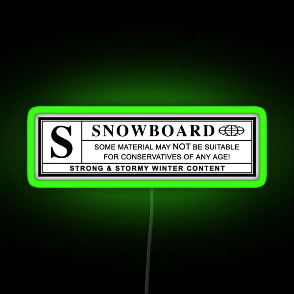 Snowboard Warning Label RGB Neon Sign